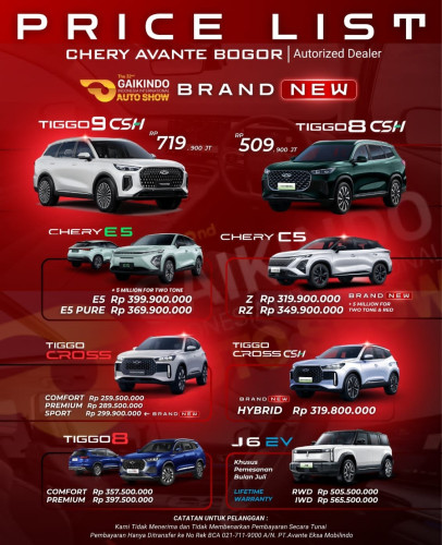 Pricelist Harga Chery arcamanik 2025